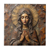Gesneden Toewijding Houten Maria Tegeltje (Voorkant)