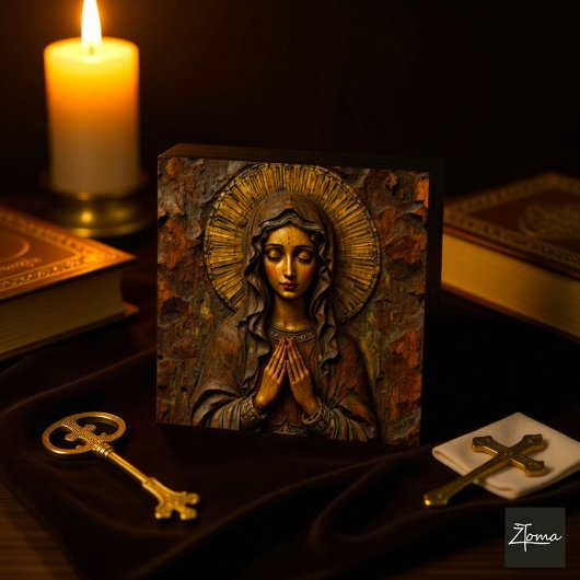 Gesneden Toewijding Houten Maria Tegeltje