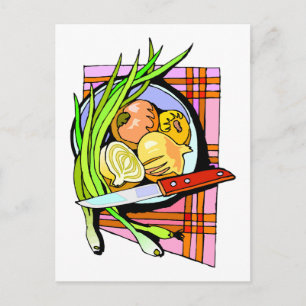 Gesneden uien en aardappelen briefkaart