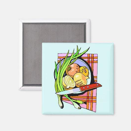 Gesneden uien en aardappelen magneet (Voorkant / Achterkant)