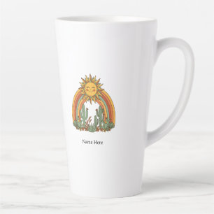 Gesneden zon regenboog cactus douane naam koffieko latte mok