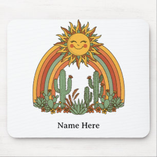 Gesneden zon regenboog cactus douane naam koffieko muismat