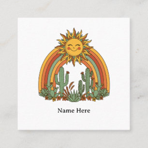 Gesneden zon regenboog cactus douane naam koffieko vierkante visitekaartje