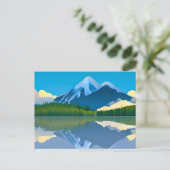 Gesneeuwde bergen gereflecteerd in een meer briefkaart (Staand voorkant)