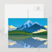 Gesneeuwde bergen gereflecteerd in een meer briefkaart (Voorkant / Achterkant)