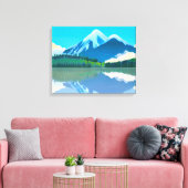 Gesneeuwde bergen gereflecteerd in een meer canvas afdruk (Insitu (Woonkamer))