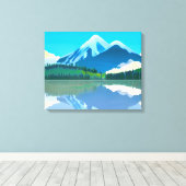 Gesneeuwde bergen gereflecteerd in een meer canvas afdruk (Insitu (Houten vloer))