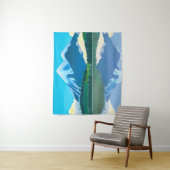 Gesneeuwde bergen gereflecteerd in een meer wandkleed (In situ)