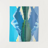 Gesneeuwde bergen gereflecteerd in een meer wandkleed (Voorkant)