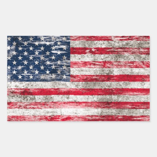 Gesneuveld en versleten Amerikaanse vlag Rechthoekige Sticker (Voorkant)