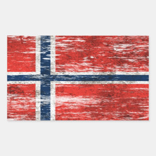 Gesneuveld en versleten Noorse vlag Rechthoekige Sticker