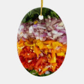 Gesnipperde pepers, koriander, uien keramisch ornament (Voorkant)