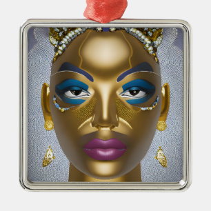 Gesofisticeerde Afrikaanse Schoonheid: Black Histo Metalen Ornament