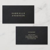 Gesofistikeerd |  Elegant zwart leer Visitekaartje (Voorkant / Achterkant)