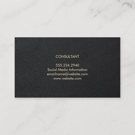 Gesofistikeerd |  Elegant zwart leer Visitekaartje (Achterkant)