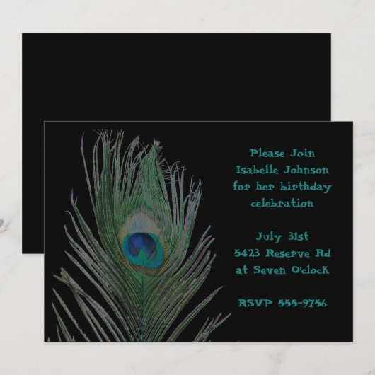 Gesolariseerde Paacock Birthday Kaart (Voorkant / Achterkant)