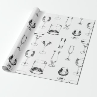 Gesorteerd glaswerk in zwart op wit cadeaupapier