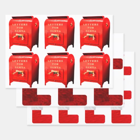 Gesorteerd kerstpapier 3 platte platen inpakpapier vel (Set)