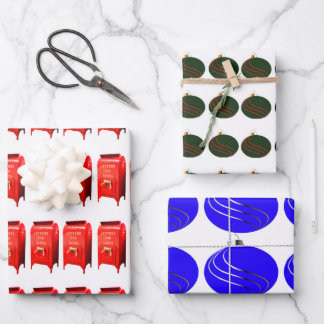 Gesorteerd kerstpapier (drie vellen) inpakpapier vel