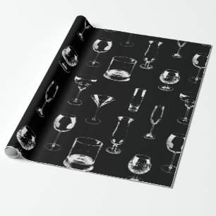 Gesorteerde bril in wit op zwart cadeaupapier