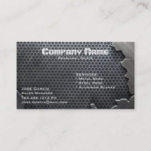 Gespankt metaal visitekaartje (Voorkant)