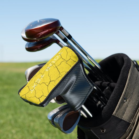 Gespankt Mustard Yellow Putter Hoesje Monogram Golfheadcover (Insitu)