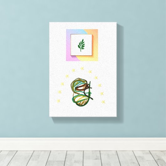 Gespannen Canvasprint Abstracte Frame Lijnen Blad Canvas Afdruk (Insitu (Houten vloer))