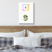 Gespannen Canvasprint Abstracte Frame Lijnen Blad Canvas Afdruk (Insitu (Slaapkamer))