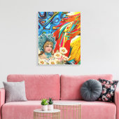 Gespannen Canvasprint Abstracte Vintage Vrouw Canvas Afdruk (Insitu (Woonkamer))