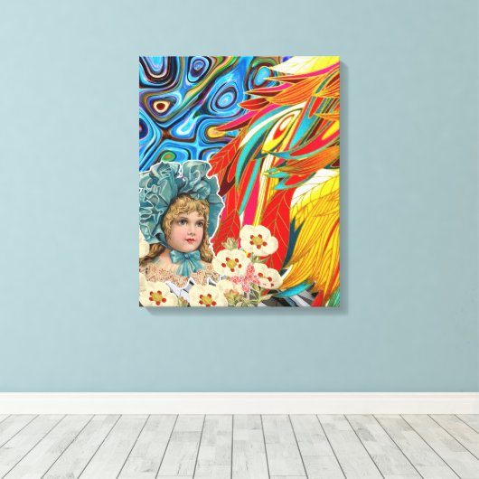 Gespannen Canvasprint Abstracte Vintage Vrouw Canvas Afdruk (Insitu (Houten vloer))