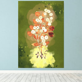 Gespannen canvasprint bloemen op groene achtergron canvas afdruk