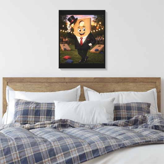 Gespannen Canvasprint Cornhole Man Canvas Afdruk (Insitu (Slaapkamer))