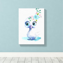 Gespannen canvasprint Cute Witte Eend