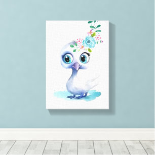 Gespannen canvasprint Cute Witte Eend Canvas Afdruk