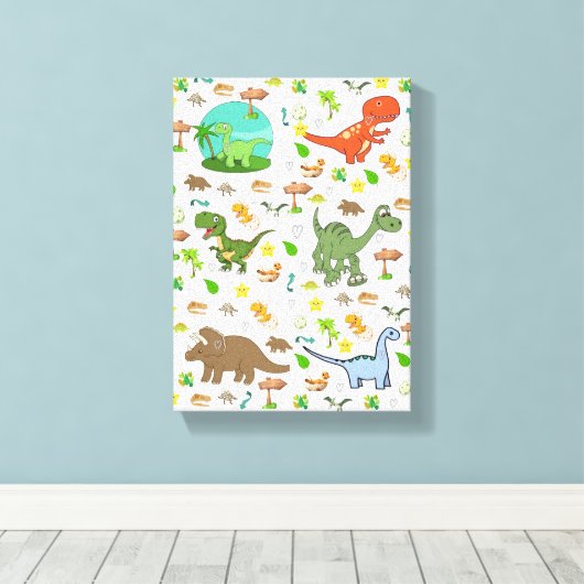 Gespannen Canvasprint Dinosaurus Canvas Afdruk (Insitu (Houten vloer))