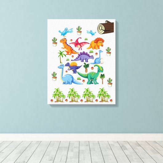 Gespannen Canvasprint Dinosaurus Wilde Dieren Canvas Afdruk (Insitu (Houten vloer))