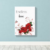 Gespannen canvasprint Eindeloze Liefde Rode Rozen Canvas Afdruk (Insitu (Houten vloer))