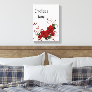 Gespannen canvasprint Eindeloze Liefde Rode Rozen  Canvas Afdruk