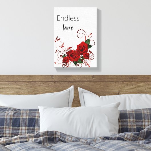 Gespannen canvasprint Eindeloze Liefde Rode Rozen Canvas Afdruk (Insitu (Slaapkamer))