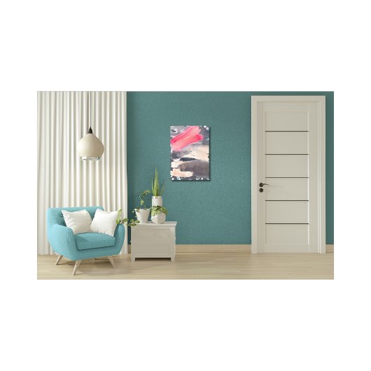 Gespannen Canvasprint Grijs Rode Abstracte Collage Canvas Afdruk