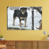 Gespannen canvasprint hond achter hek canvas afdruk (Insitu (Woonkamer))