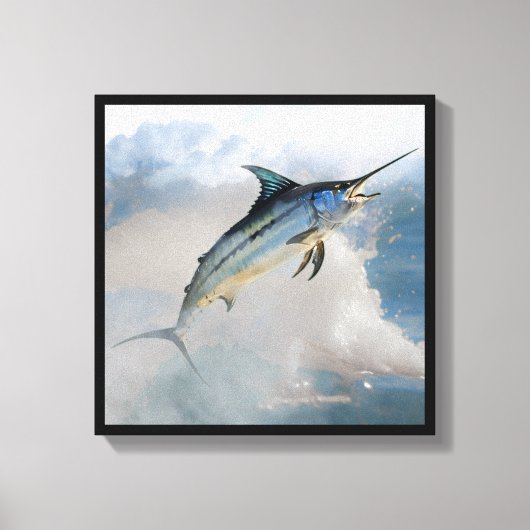 Gespannen canvasprint met springende marlijn canvas afdruk (Voorkant)