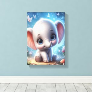 Gespannen canvasprint mooie witte olifant canvas afdruk
