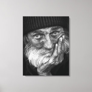 Gespannen Canvasprint - Portret van een Oudere Man Canvas Afdruk