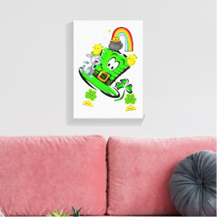 Gespannen canvasprint St. Patrick's Day-konijn Canvas Afdruk