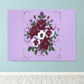 Gespannen Doek Boeket Viooltjes Canvas Afdruk (Insitu (Houten vloer))