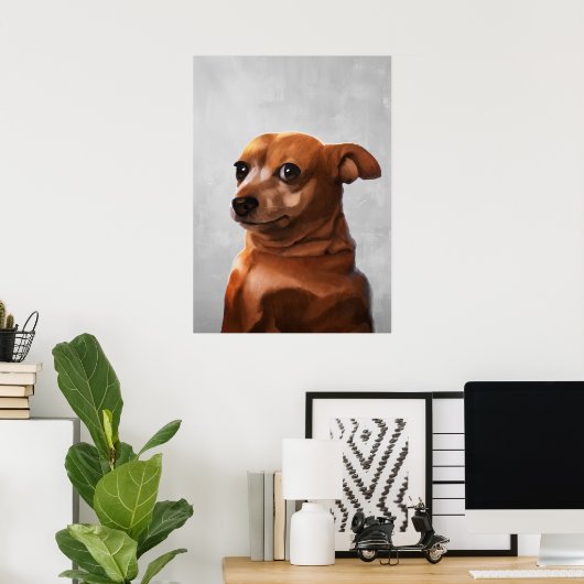 Gespannen hondenmeme poster (Thuiskantoor)