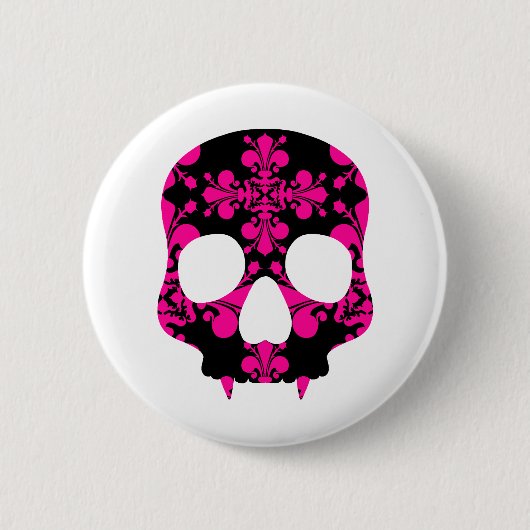 Gespannen meisjesschedel ronde button 5,7 cm (Voorkant)
