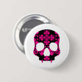 Gespannen meisjesschedel ronde button 5,7 cm (Voorkant /achterkant)