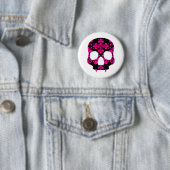Gespannen meisjesschedel ronde button 5,7 cm (In situ)